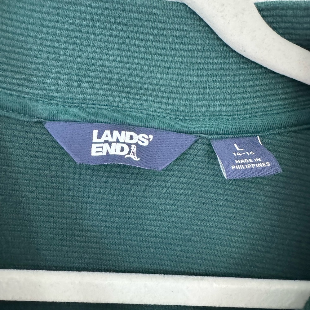 Lands' End Women's Dark Green V-Neck Sweater - Picture 3 of 6
